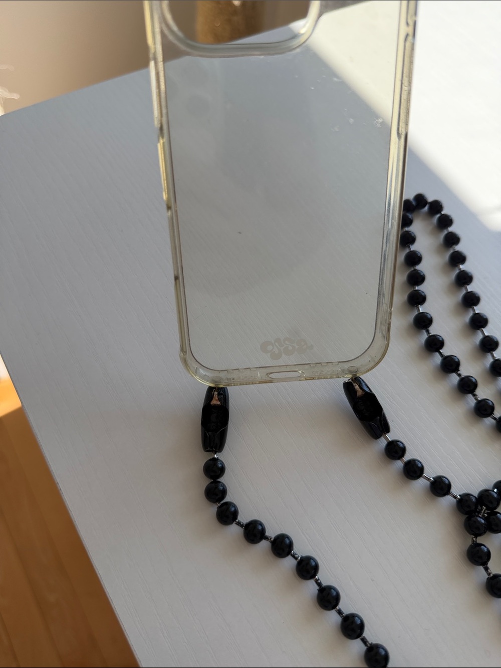 Black Ballchain Crossbody Phone Strap + iPhone 16 Pro Case